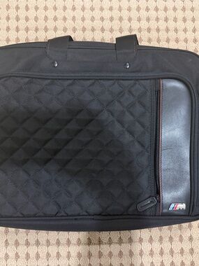 Like New BMW Black Laptop Briefcase with Subtle Red Stitching